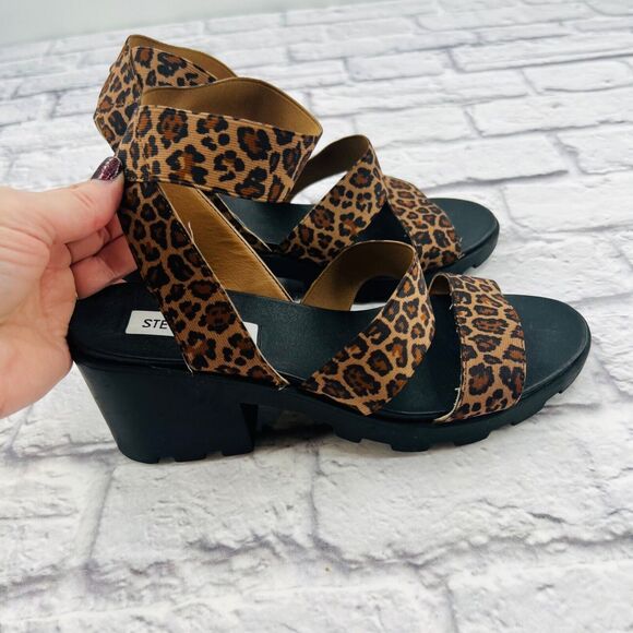 Steve Madden Haidar Cheetah Platform Chunky Sandals Women's 6.5 Soho Lug Sole - Picture 9 of 11